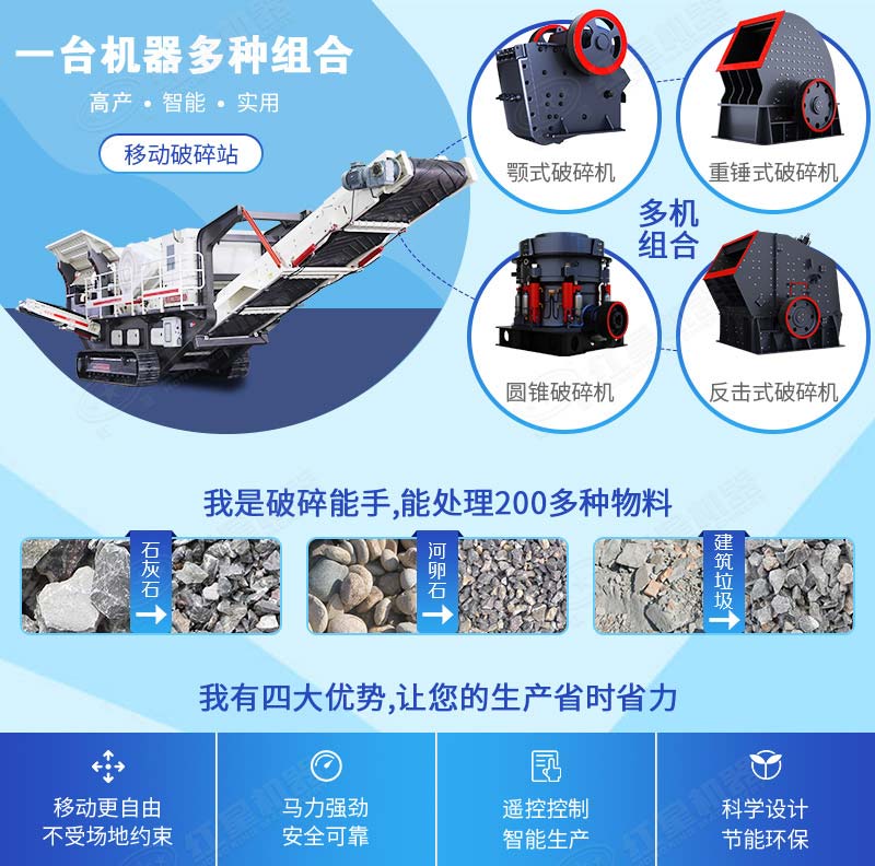 移動式粉碎機可搭載不同的破碎機設備 移動式粉碎機可搭載不同的破碎機設備